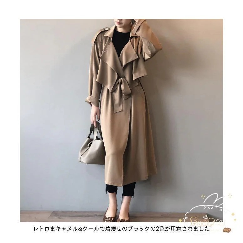スプリングコート レディース 春 ロングコート ラグラン袖 レトロ トレンチコート 通勤 アウター 秋 コート 体型カバー おしゃれ 春コート