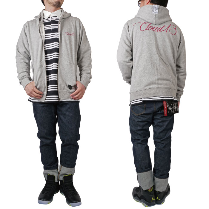 メンズ ジップパーカー パーカー ストリート系 スケート バンド 無地 ワンポイント プリント cloud13