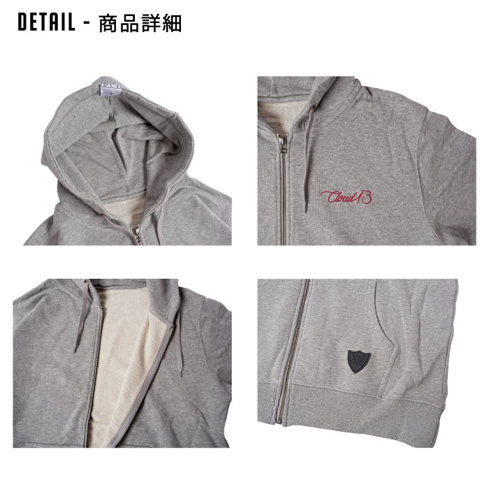 メンズ ジップパーカー パーカー ストリート系 スケート バンド 無地 ワンポイント プリント cloud13