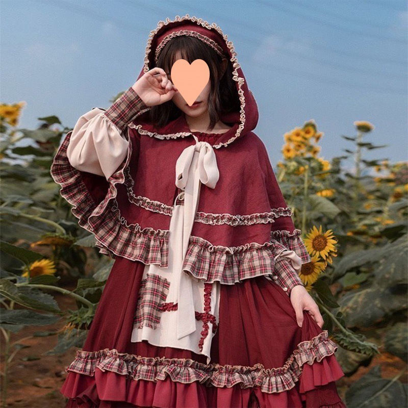 【赤ずきんちゃん】ロリータ秋冬ロリータマントロリータドレススーツオプドレスフルセット 【赤ずきんちゃん】ロリータ秋冬ロリータマントロリータドレススーツオプドレスフルセット