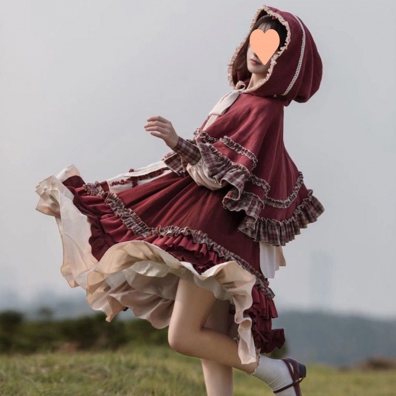 【赤ずきんちゃん】ロリータ秋冬ロリータマントロリータドレススーツオプドレスフルセット 【赤ずきんちゃん】ロリータ秋冬ロリータマントロリータドレススーツオプドレスフルセット