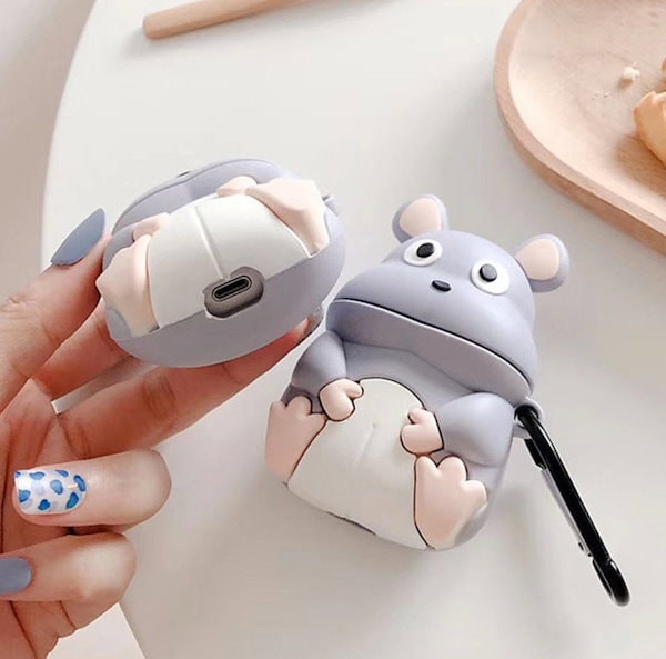 [AirPods  Case]坊やネズミケースのキャラクターエアiphoneケースヘアアイロンbluetoothのイヤホーンケース収納ケース衝撃保護シリコン2世代互換可