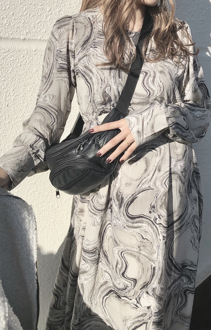 A.D.G レディース ワンピース マーブルフレアロングワンピース(グレー) A.D.G レディース ワンピース マーブルフレアロングワンピース(グレー)