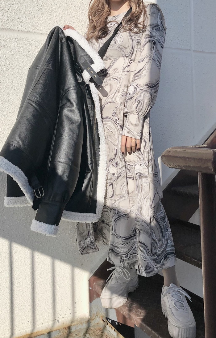 A.D.G レディース ワンピース マーブルフレアロングワンピース(グレー) A.D.G レディース ワンピース マーブルフレアロングワンピース(グレー)