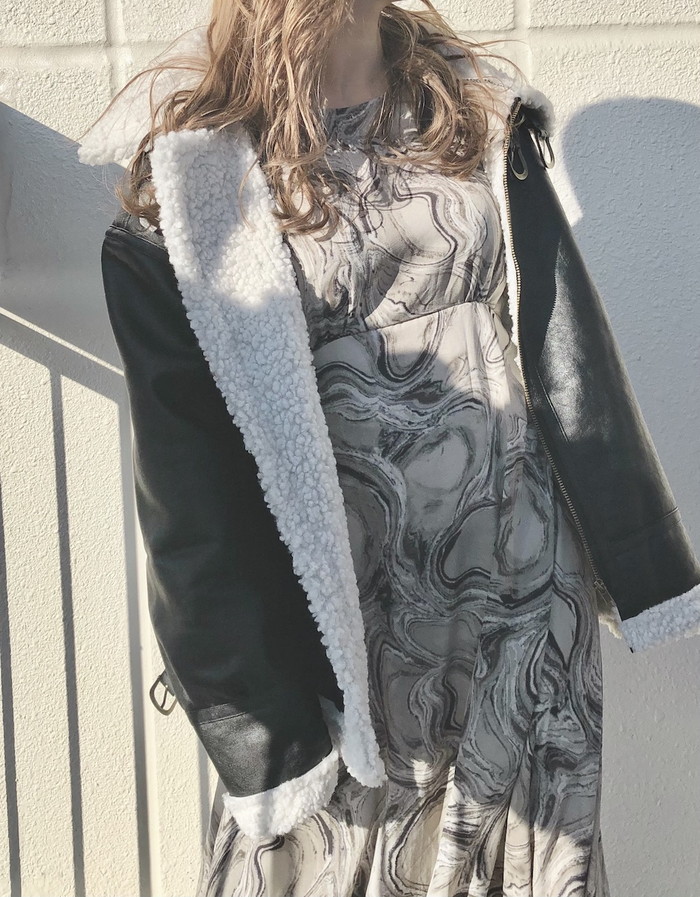 A.D.G レディース ワンピース マーブルフレアロングワンピース(グレー) A.D.G レディース ワンピース マーブルフレアロングワンピース(グレー)