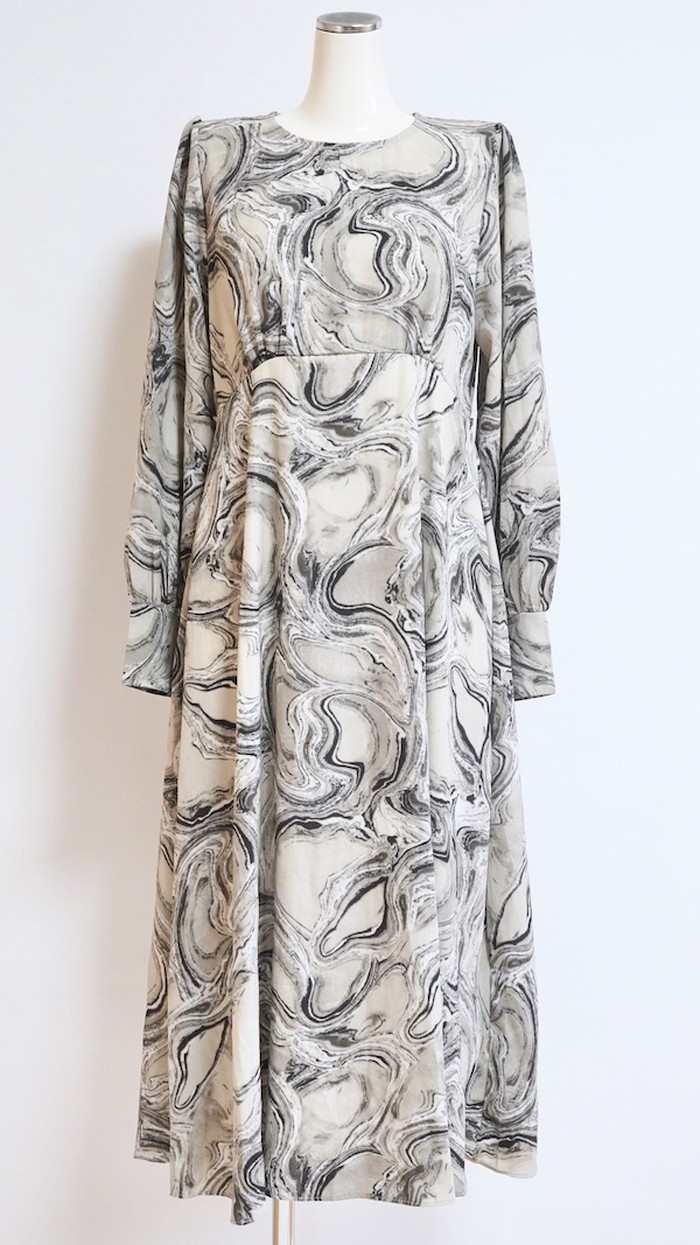 A.D.G レディース ワンピース マーブルフレアロングワンピース(グレー) A.D.G レディース ワンピース マーブルフレアロングワンピース(グレー)