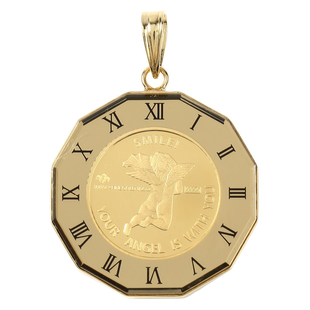 純金 K24 エンジェル 1/25oz 金貨 ペンダントトップ コイン アラベスク ゴールド 時計文