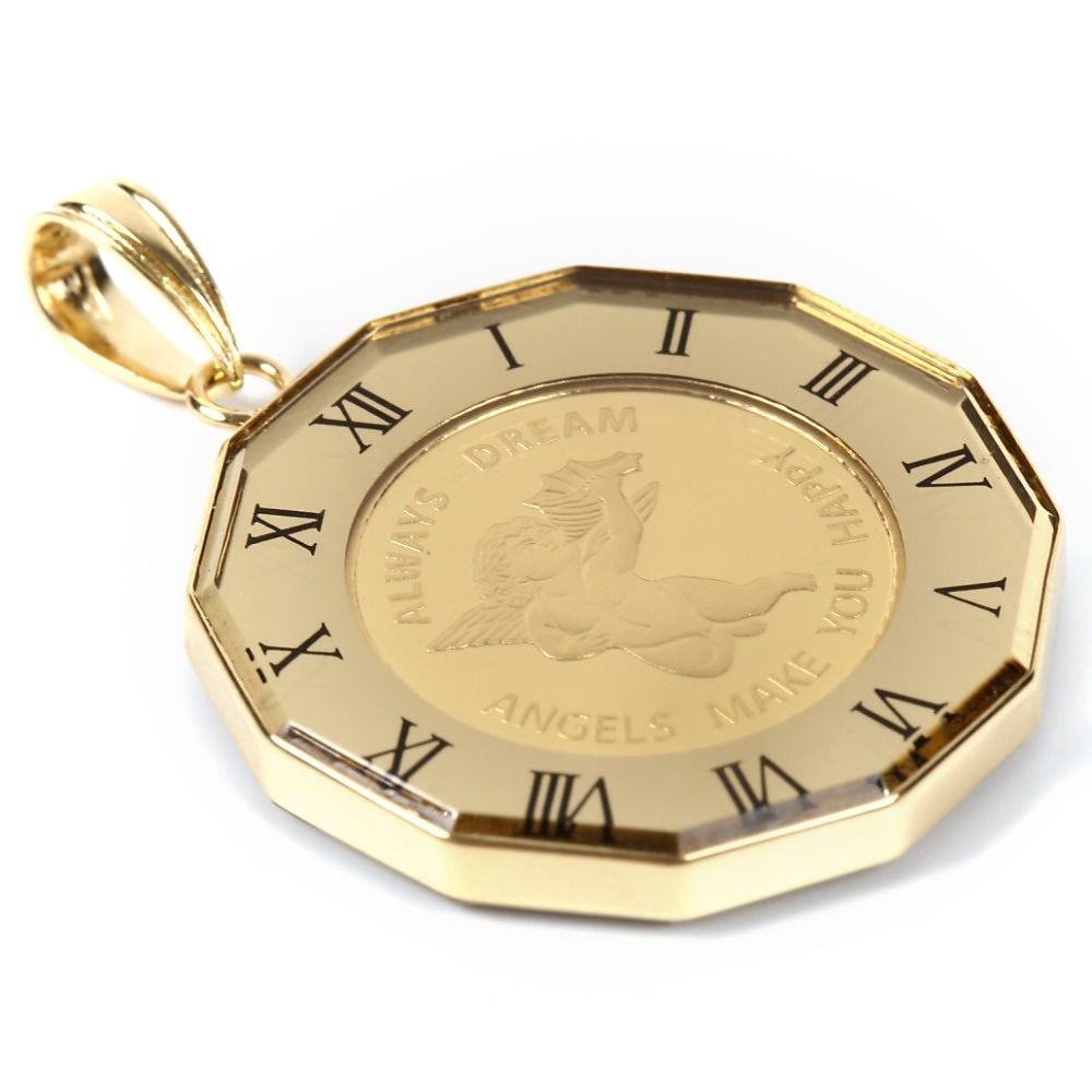 純金 K24 エンジェル 1/25oz 金貨 ペンダントトップ コイン アラベスク ゴールド 時計文