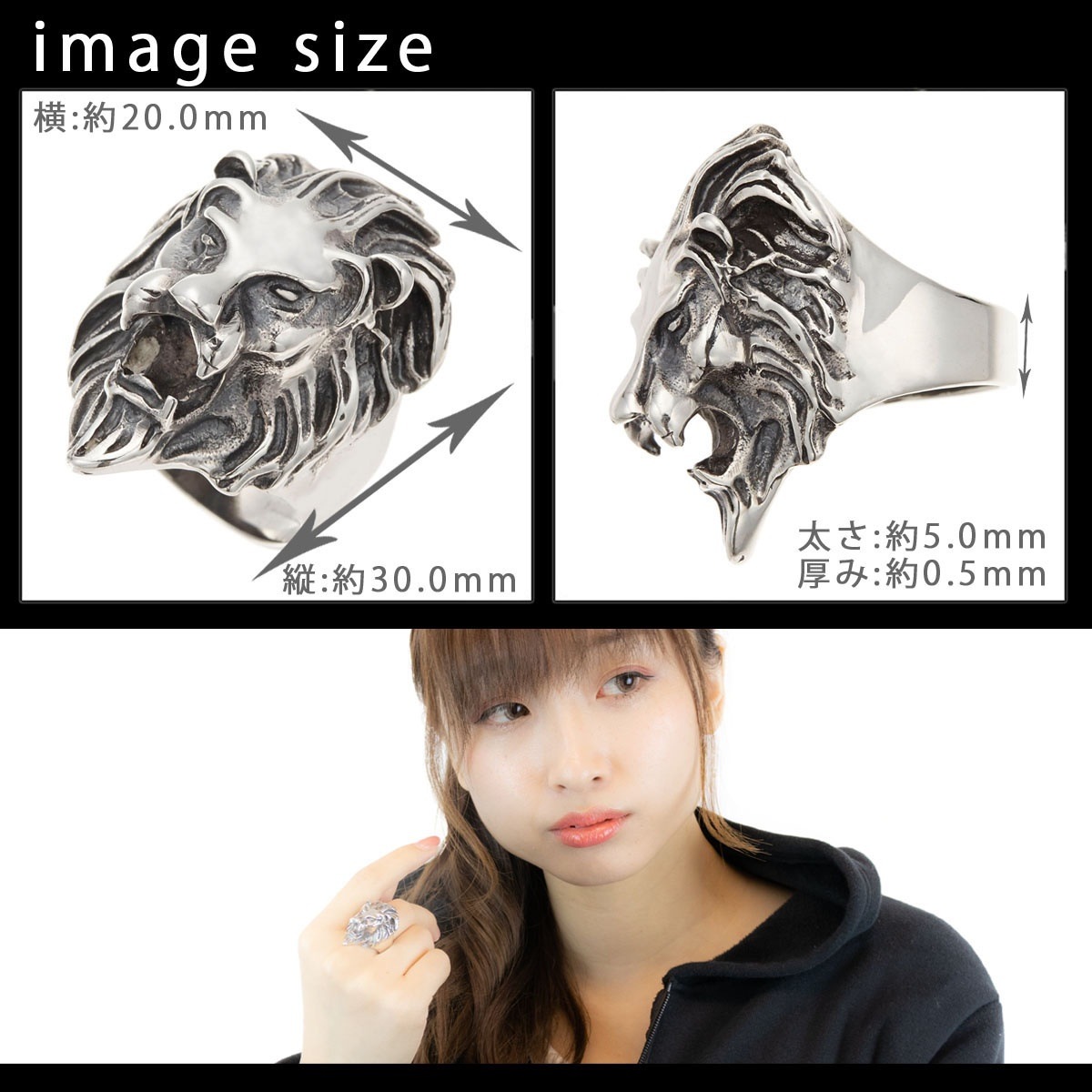 リング メンズ シルバー925 ライオン 獅子 フェイス ヘッド ハード ロック 力強い 男らしい