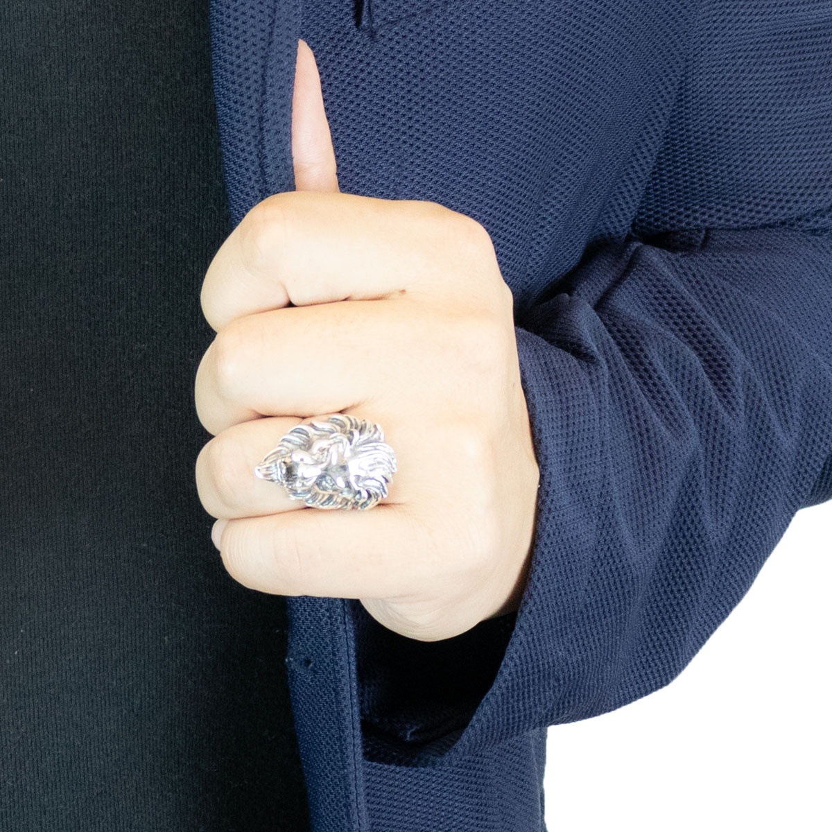 リング メンズ シルバー925 ライオン 獅子 フェイス ヘッド ハード ロック 力強い 男らしい