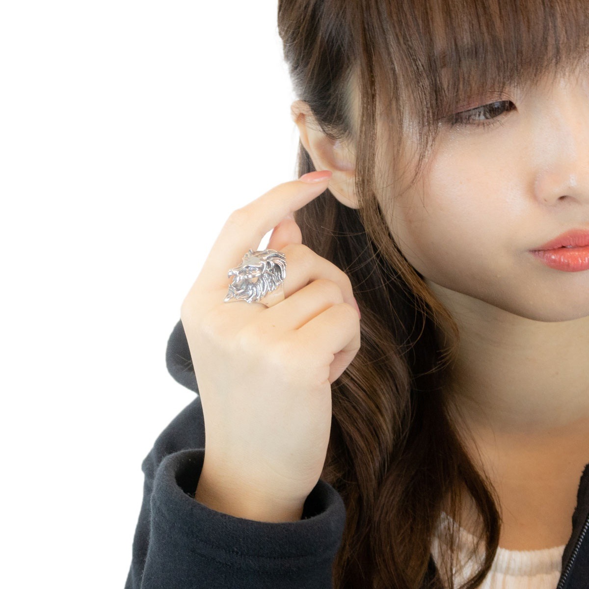 リング メンズ シルバー925 ライオン 獅子 フェイス ヘッド ハード ロック 力強い 男らしい