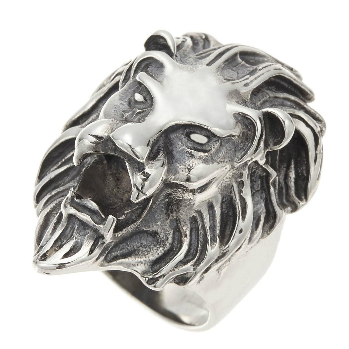 リング メンズ シルバー925 ライオン 獅子 フェイス ヘッド ハード ロック 力強い 男らしい