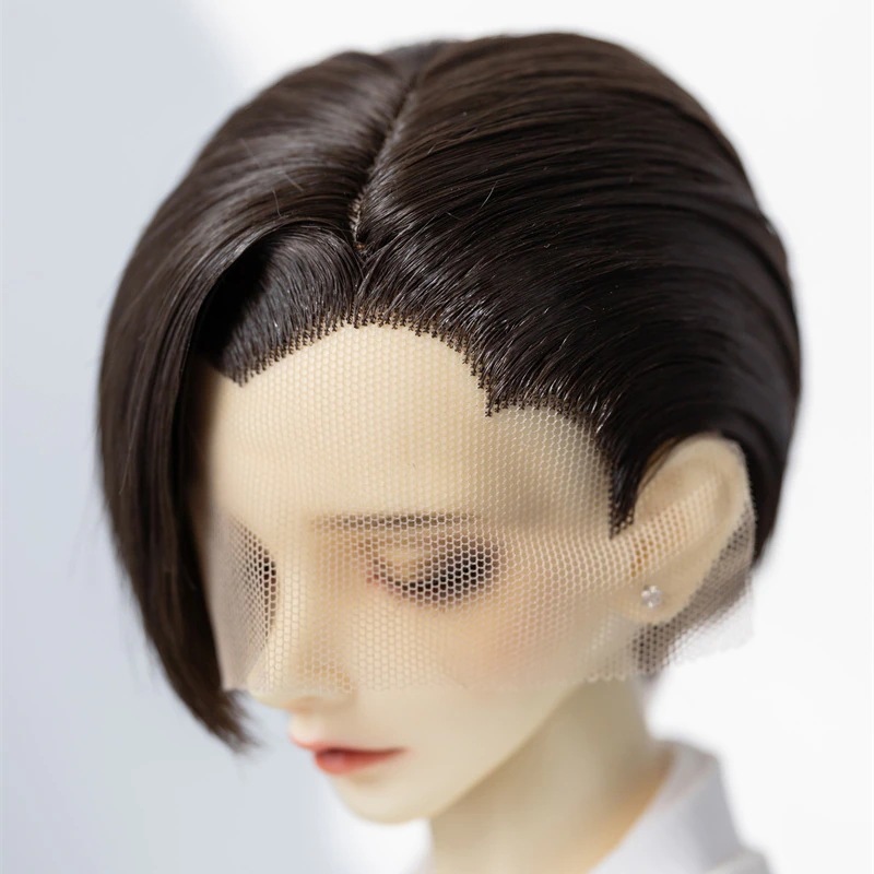 BJDドール ウィッグ 富士額 アレンジ 手直し ショート ブラウン SDサイズ人形用 頭囲22‐24cm BJDドール ウィッグ 富士額 アレンジ 手直し ショート ブラウン SDサイズ人形用 頭囲22‐24cm