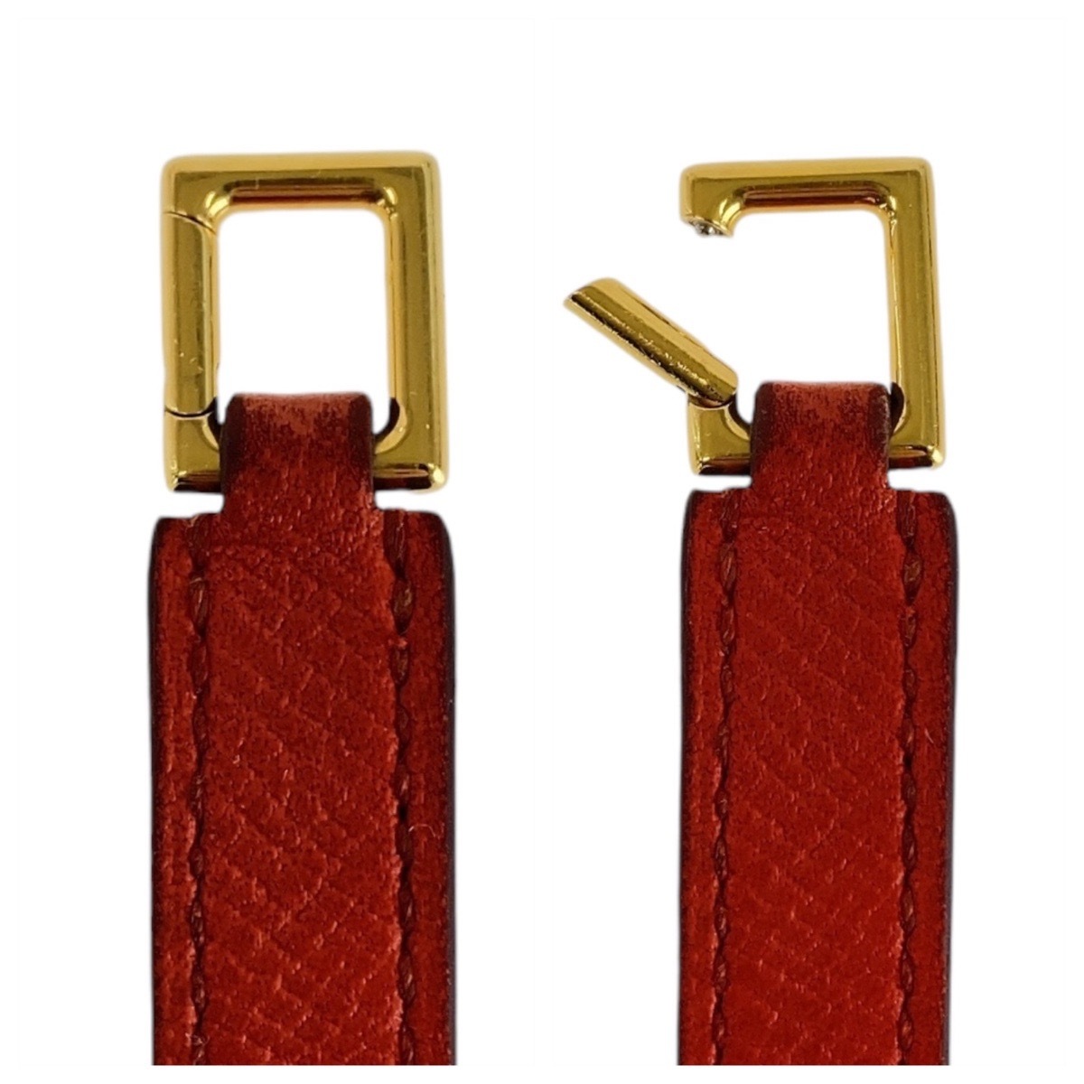 美品 リヴァル ドゥブルトゥール オレンジ ゴールド金具 ヴォーエプソン ブレスレット バングル x刻印 レディース 410118