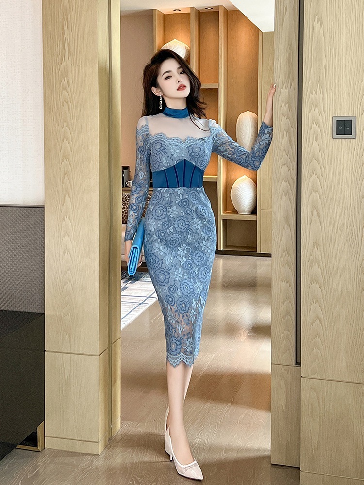 キャミワンピースワンピース ドレス パーティードレス レース ロングワンピース 韓国 ワンピース 切り替え ウエスト引き締め セクシー メッシュ 披露宴 結婚式 演奏会 ウェディング 二次会 発表会