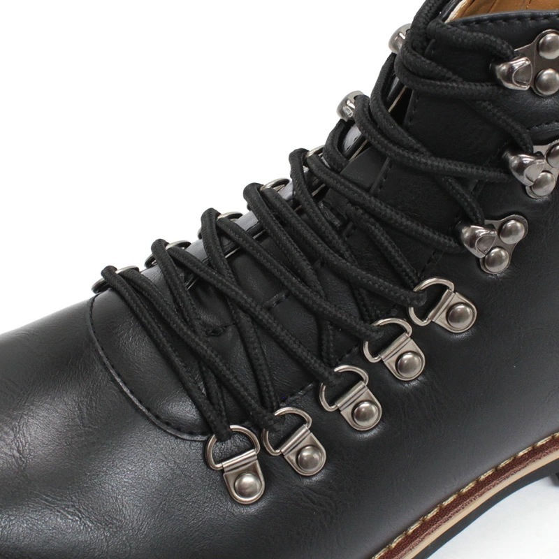 ブーツ メンズ ハイカット マウンテンブーツ ショートブーツ サイドジップ 履きやすい レザー スエード 合成皮革 レースアップ カジュアル 黒 ブラック おしゃれ 秋 冬 2352
