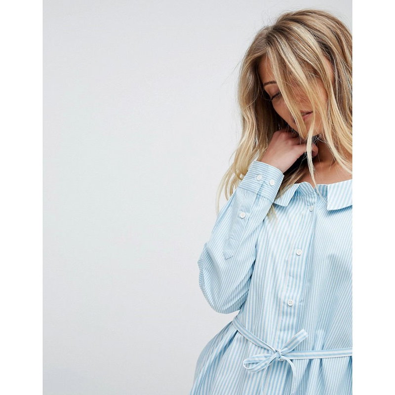 フレンチコネクション レディース トップス ブラウス・シャツ【French Connection Off-Shoulder Stripe Shirt】Blue フレンチコネクション レディース トップス ブラウス・シャツ【French Connection Off-Shoulder Stripe Shirt】Blue