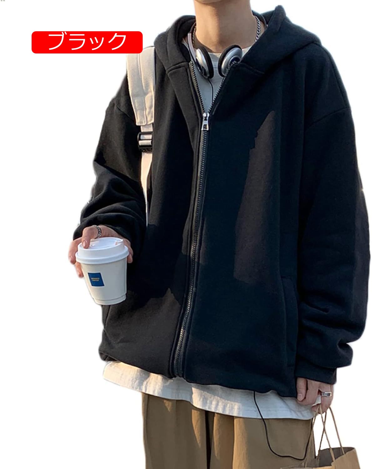 春秋服 フルジップパーカー 無地 メンズパーカー ジップアップ ファスナー付き 前開き 大きいサイズ5XL スウエット フーディ 長袖 パーカープルオーバー フード トレーナー ポケット ブ