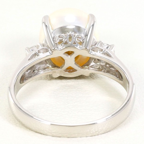 PT900 プラチナ リング 10号 パール(真珠) 約9mm ダイヤ 0.15 ジュエリー 中古 PT900 プラチナ リング 10号 パール(真珠) 約9mm ダイヤ 0.15 ジュエリー 中古