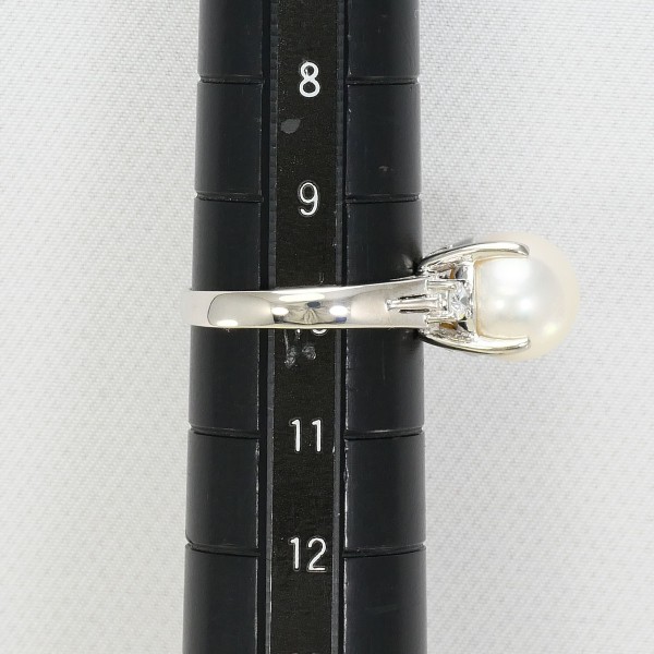 PT900 プラチナ リング 10号 パール(真珠) 約9mm ダイヤ 0.15 ジュエリー 中古 PT900 プラチナ リング 10号 パール(真珠) 約9mm ダイヤ 0.15 ジュエリー 中古