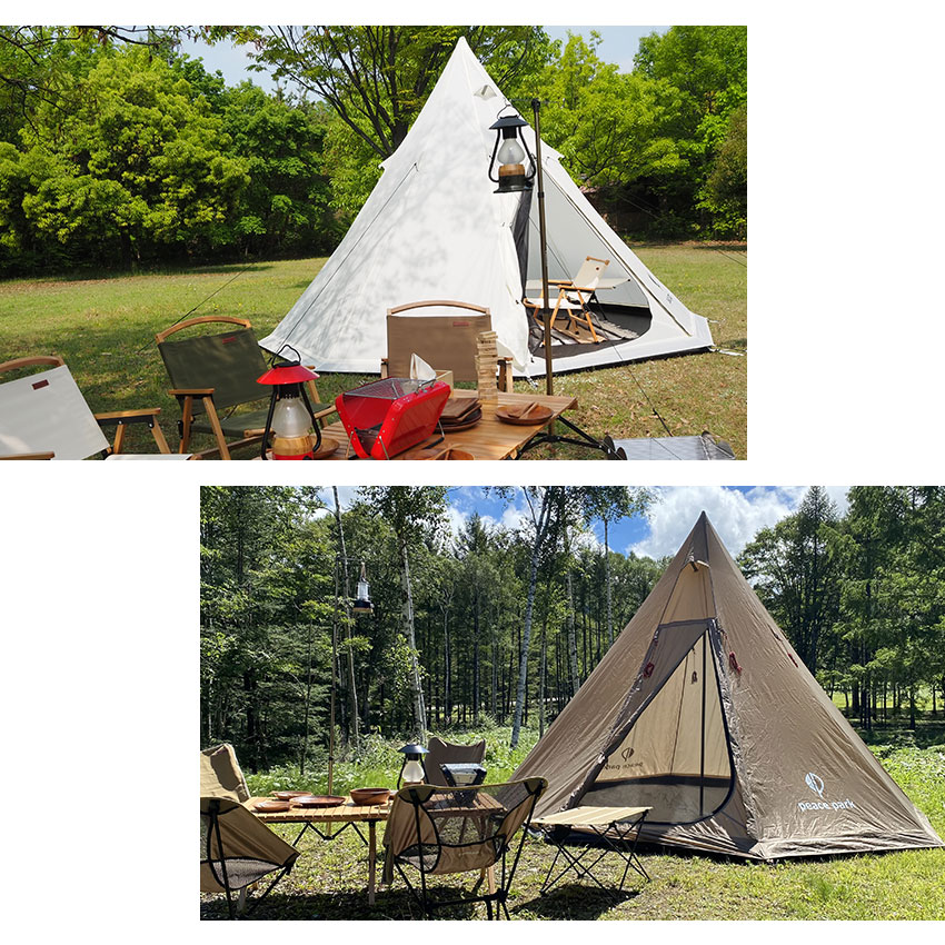 ティピーテント 耐水圧2000mm 耐水 防水 撥水 タフタ 大型 シンプル ホワイト 白 ブラック 黒 アウトドア グッズ 折りたたみ 簡易テント キャンプ バーベキュー