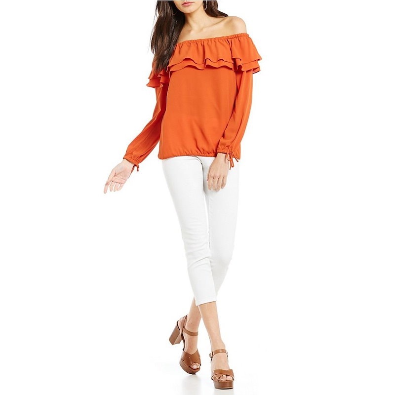 マイケル コース レディース トップス ブラウス・シャツ【MICHAEL Michael Kors Tiered Ruffle Off-The-Shoulder Liquid Crepe Peasan マイケル コース レディース トップス ブラウス・シャツ【MICHAEL Michael Kors Tiered Ruffle Off-The-Shoulder Liquid Crepe Peasan