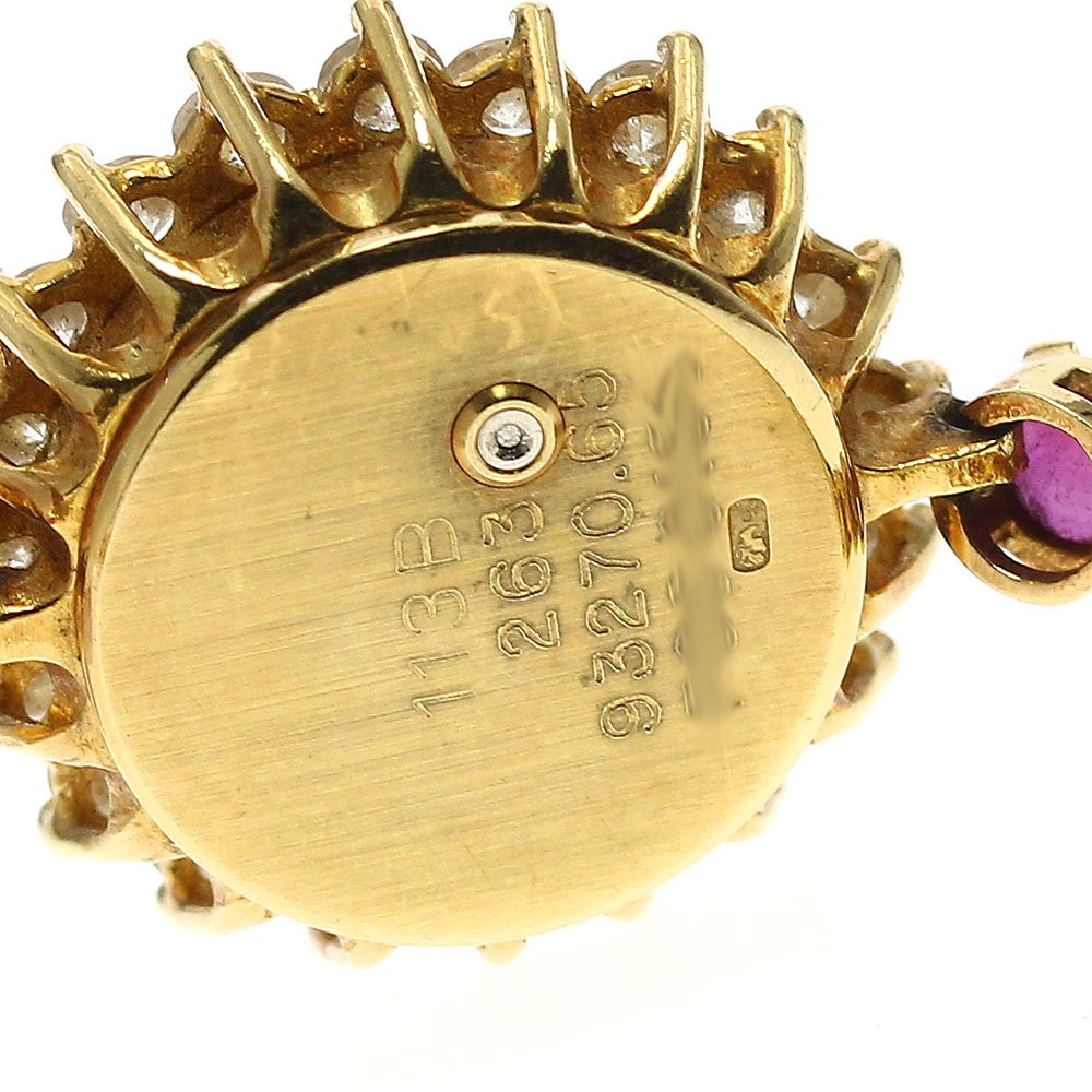 ウォルサム WALTHAM 93270.65 K18YG ダイヤベゼル ルビー クォーツ レディース _887207【中古】