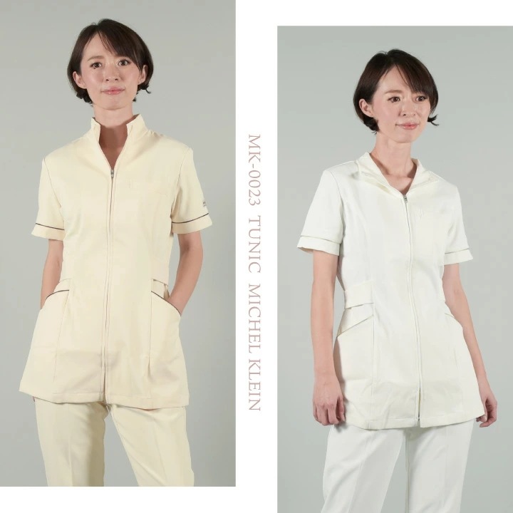 [即日出荷] エステ ユニフォーム かわいい おしゃれ 人気 ミッシェルクラン チュニック 制服 医療 介護 受付 半袖 ストレッチ /ct-mk0023
