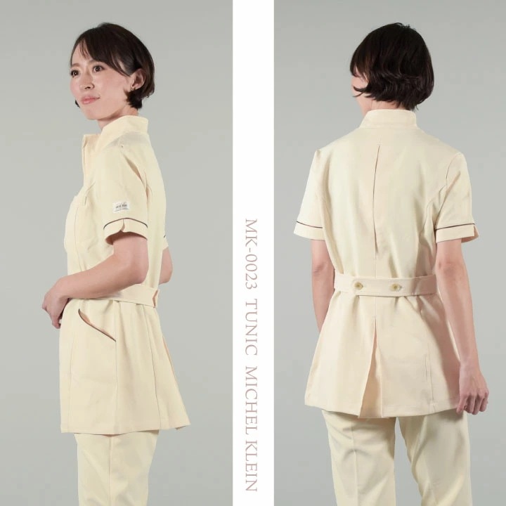 [即日出荷] エステ ユニフォーム かわいい おしゃれ 人気 ミッシェルクラン チュニック 制服 医療 介護 受付 半袖 ストレッチ /ct-mk0023