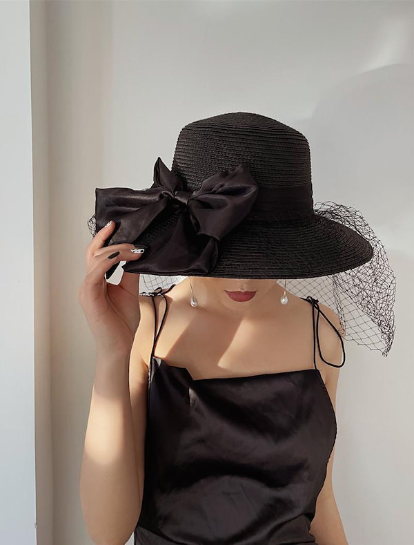 Qoo10] イギリス風 レトロ メッシュ 麦わら帽子