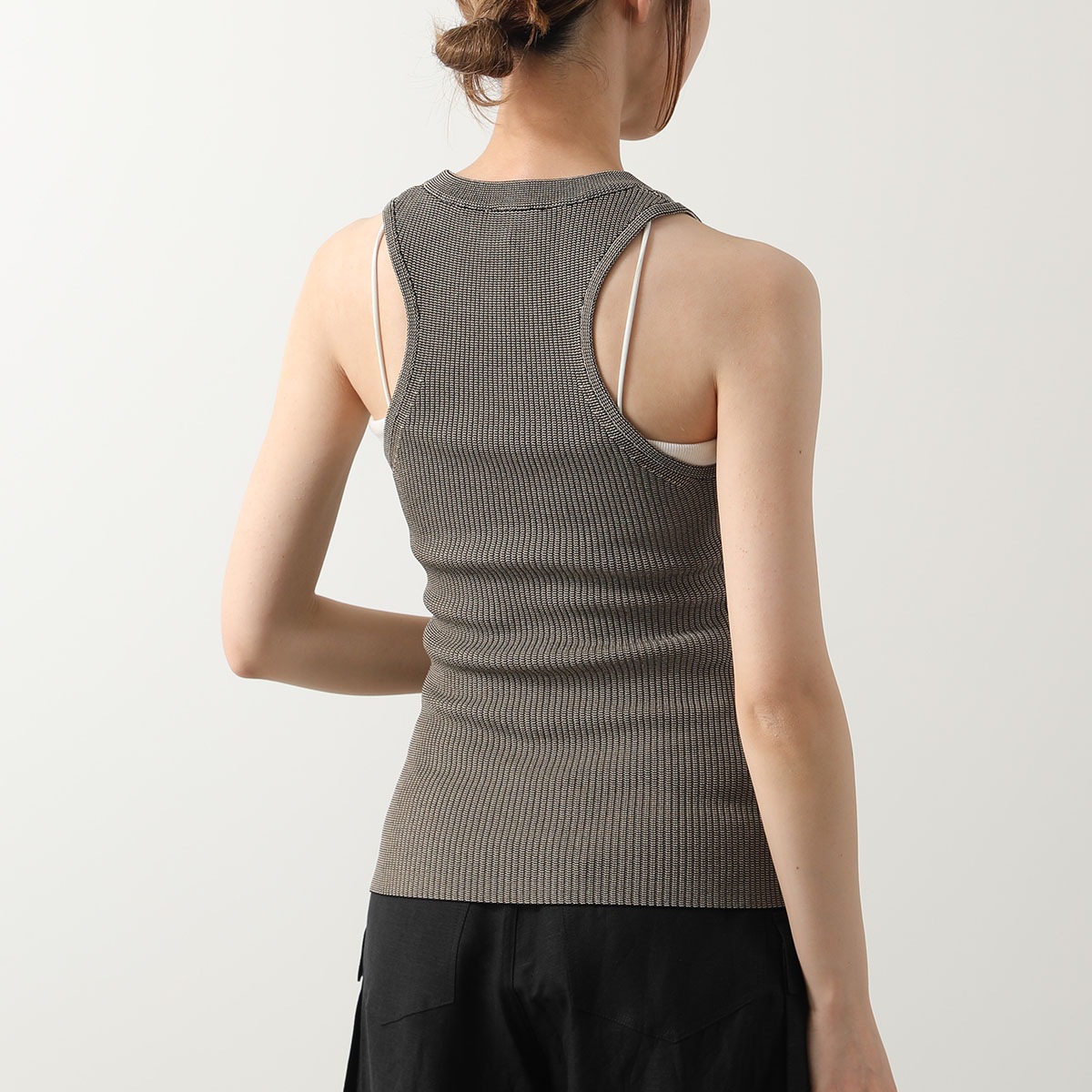 GANNI ガニー タンクトップ Melange Knit Sleeveless Top K2195 2565 レディース ニット ノースリーブ ロゴ刺繍 88