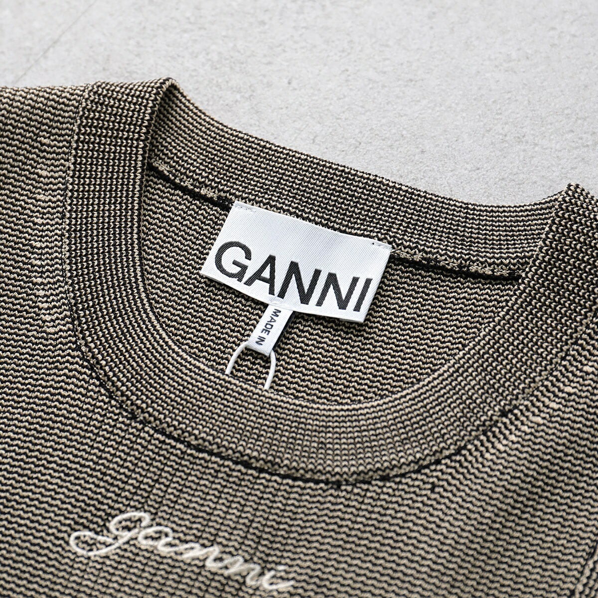 GANNI ガニー タンクトップ Melange Knit Sleeveless Top K2195 2565 レディース ニット ノースリーブ ロゴ刺繍 88