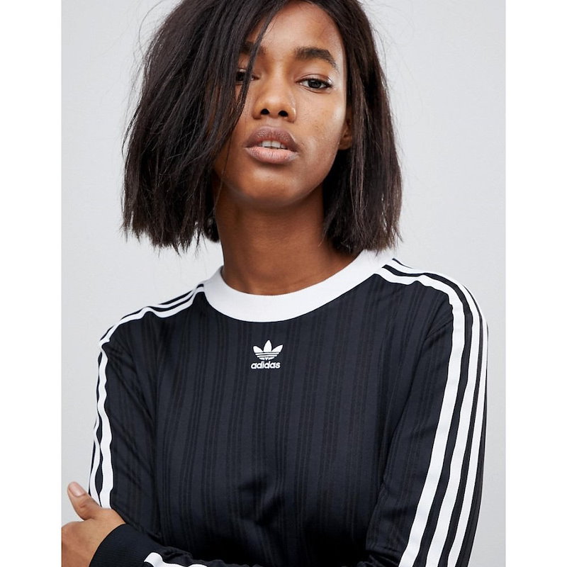 アディダス レディース トップス【adidas Originals Three Stripe Jersey In Black】Black アディダス レディース トップス【adidas Originals Three Stripe Jersey In Black】Black