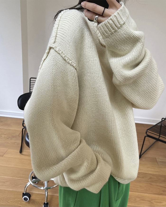 ニットセーター レディース ニット 春 秋 冬 ケーブルニット クルーネック 無地 長袖 大きいサイズ 着痩せ セーター ケーブル編み トップス 秋冬 オーバーサイズ ビッグシルエット 丸首 韓国ファ