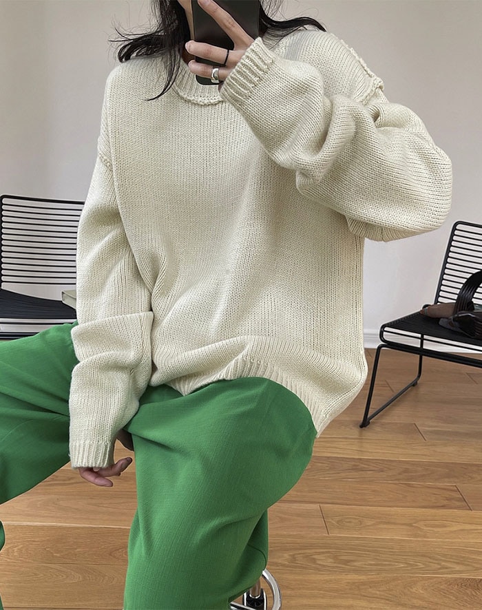 ニットセーター レディース ニット 春 秋 冬 ケーブルニット クルーネック 無地 長袖 大きいサイズ 着痩せ セーター ケーブル編み トップス 秋冬 オーバーサイズ ビッグシルエット 丸首 韓国ファ