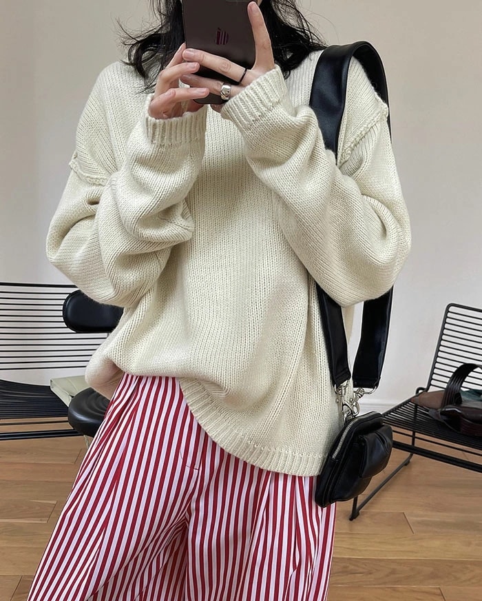 ニットセーター レディース ニット 春 秋 冬 ケーブルニット クルーネック 無地 長袖 大きいサイズ 着痩せ セーター ケーブル編み トップス 秋冬 オーバーサイズ ビッグシルエット 丸首 韓国ファ