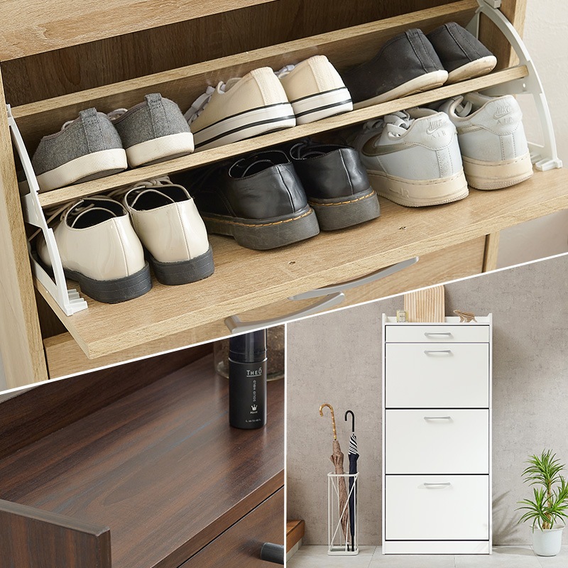 フラップ扉式 引き出し付き大容量シューズラック 奥行スリムなのにたっぷり収納 靴箱 玄関収納ラックボックス 家具インテリア RSR-1705 フラップ扉式 引き出し付き大容量シューズラック 奥行スリムなのにたっぷり収納 靴箱 玄関収納ラックボックス 家具インテリア RSR-1705