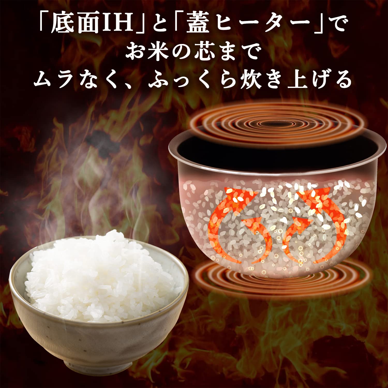 即日発送 [山善] 炊飯器 一人暮らし 3合 IH 二人暮らし 9種類炊き分け機能 IH式 炊飯器 低温調理 玄米 雑穀米 保温 予約機能 ブラック YJK-E051(B)_3
