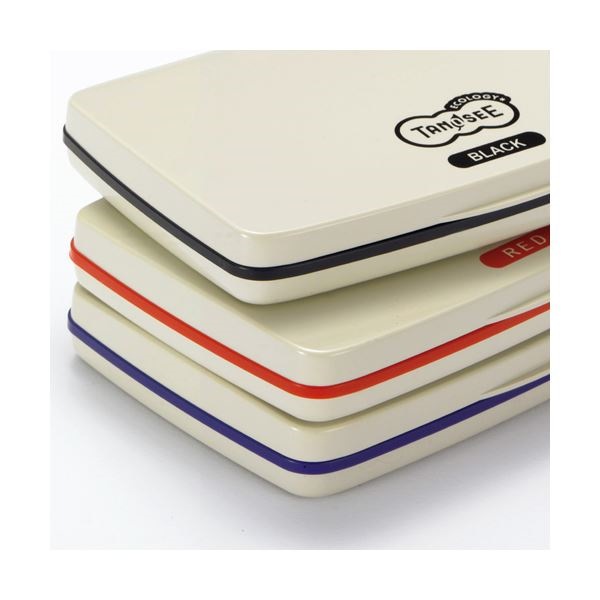 （まとめ） TANOSEE スタンプ台 中形 藍色 1個 [x10セット]