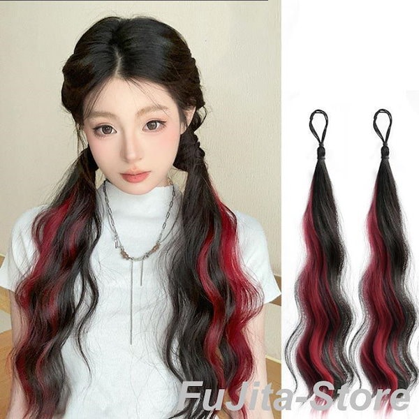 Qoo10] エクステ カラフル全12色展開 ポニーテ