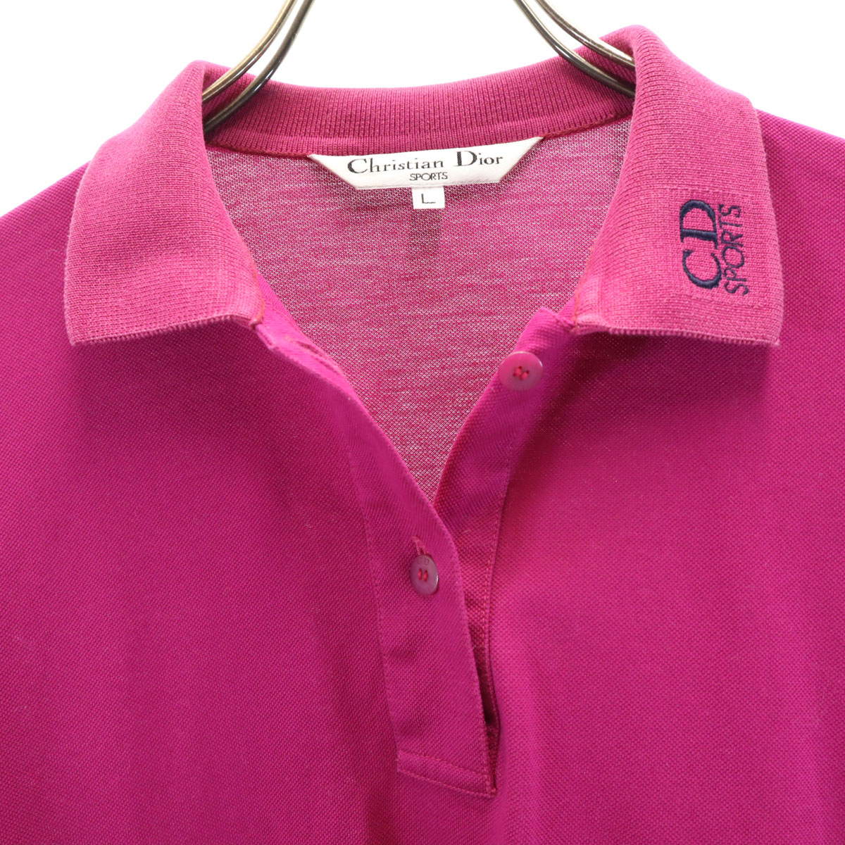 Christian Dior SPORTS クリスチャンディオール スポーツ 90s オールド 長袖 ポロシャツ L ピンク レディース 古着 Christian Dior SPORTS クリスチャンディオール スポーツ 90s オールド 長袖 ポロシャツ L ピンク レディース 古着