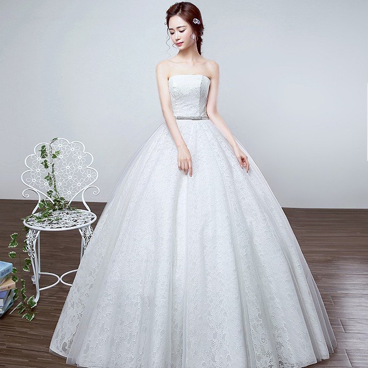 ウェディングドレス 白 安い レース 結婚式 花嫁 調節 プリンセス ロングドレス ブライダル 二次会 パーティードレス 披露宴 イブニングドレス 大きいサイズ