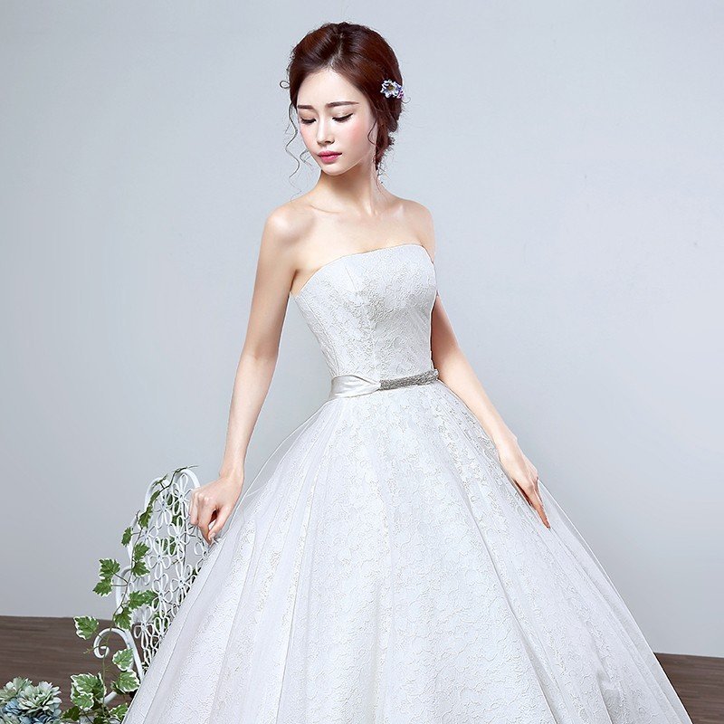 ウェディングドレス 白 安い レース 結婚式 花嫁 調節 プリンセス ロングドレス ブライダル 二次会 パーティードレス 披露宴 イブニングドレス 大きいサイズ