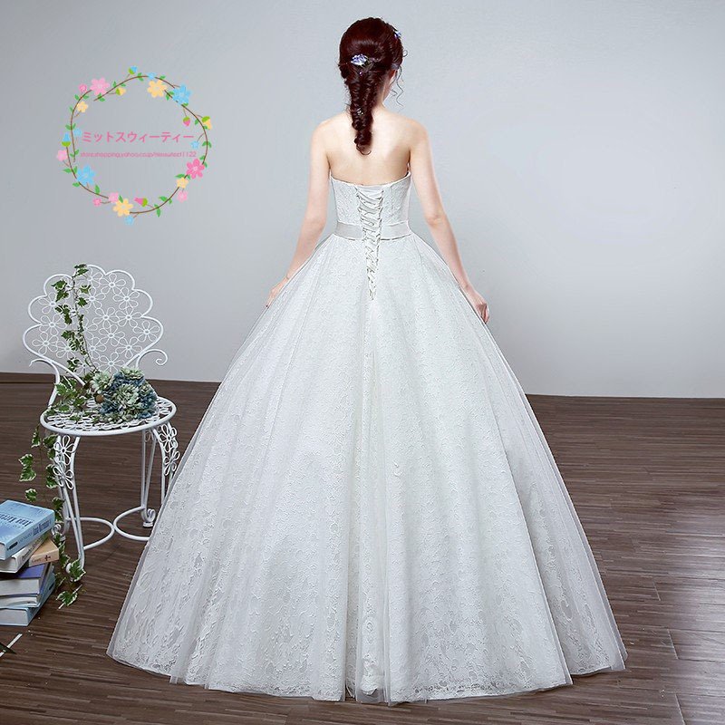 ウェディングドレス 白 安い レース 結婚式 花嫁 調節 プリンセス ロングドレス ブライダル 二次会 パーティードレス 披露宴 イブニングドレス 大きいサイズ