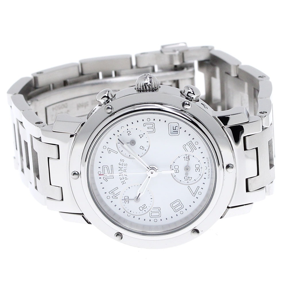 エルメス HERMES CL1.310 クリッパークロノ デイト クォーツ レディース 良品 _821340【中古】