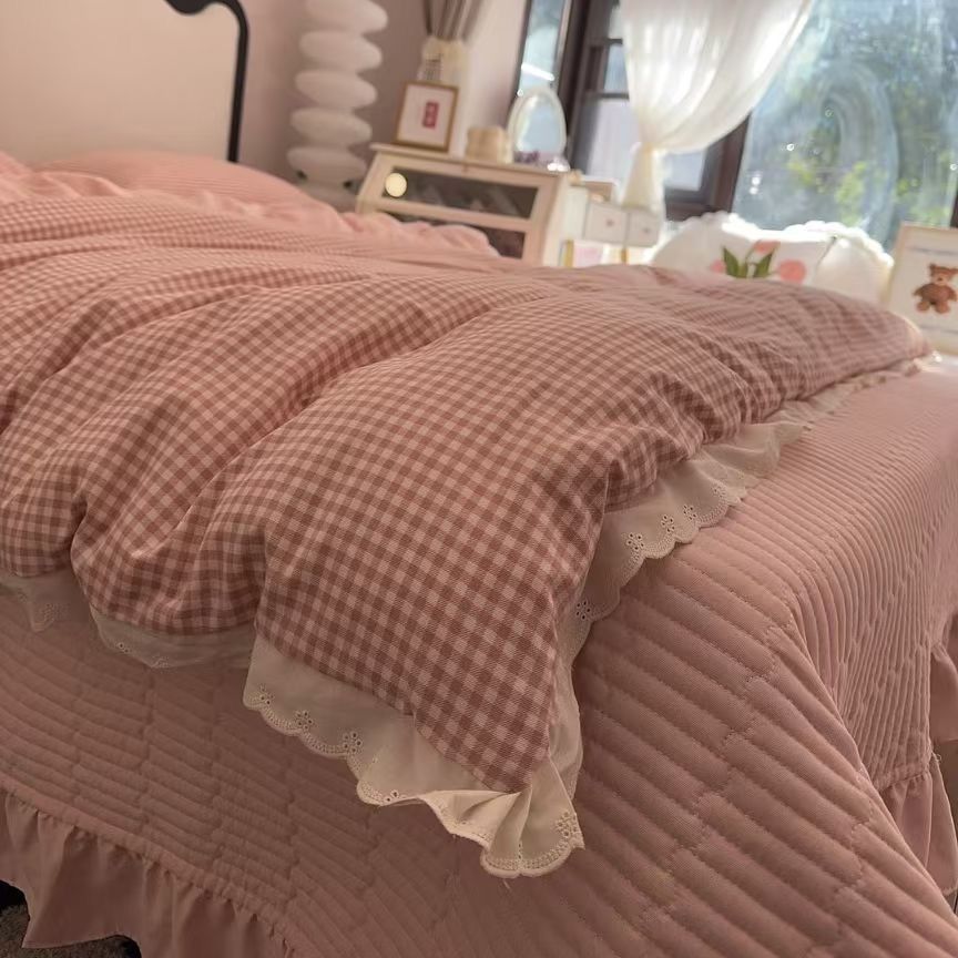 布団カバー コットン・ベッドカバー4点セット シンプルチェック布団カバー