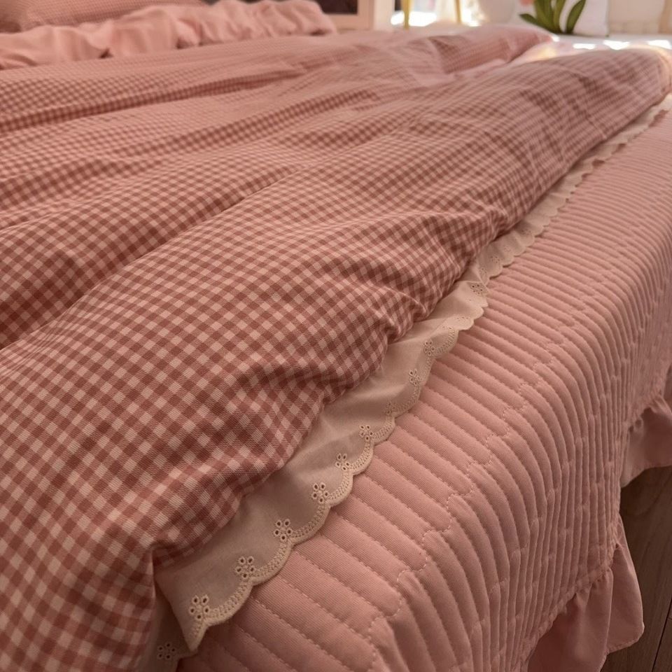 布団カバー コットン・ベッドカバー4点セット シンプルチェック布団カバー