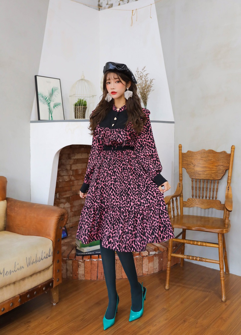 ボニーエヌ フレア ヒョウ柄 ア : レディース服 : ワンピース フリル 得価爆買い
