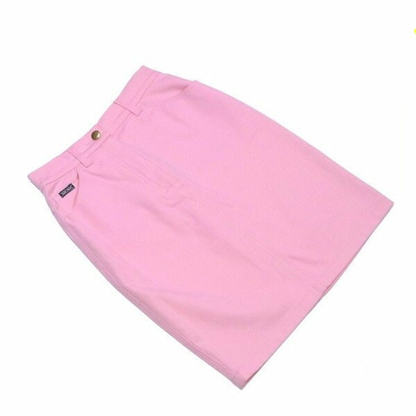 スカート ロゴボタン タイト 34サイズ ピンク ゴールド 中古