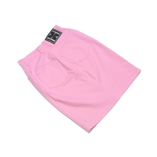 スカート ロゴボタン タイト 34サイズ ピンク ゴールド 中古